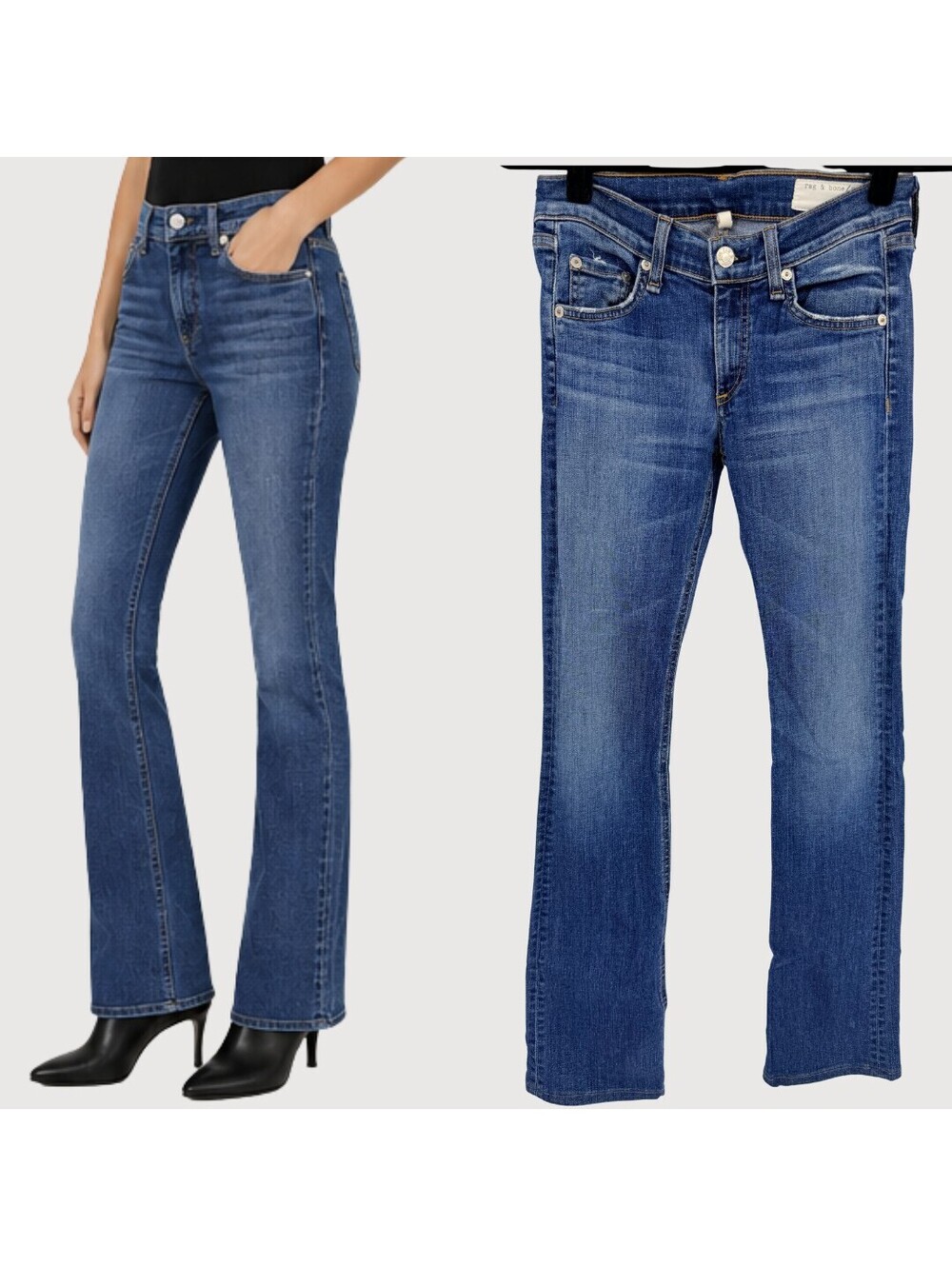 Rag & Bone Bootcut Jeans Delancey Wash Blue Denim 24